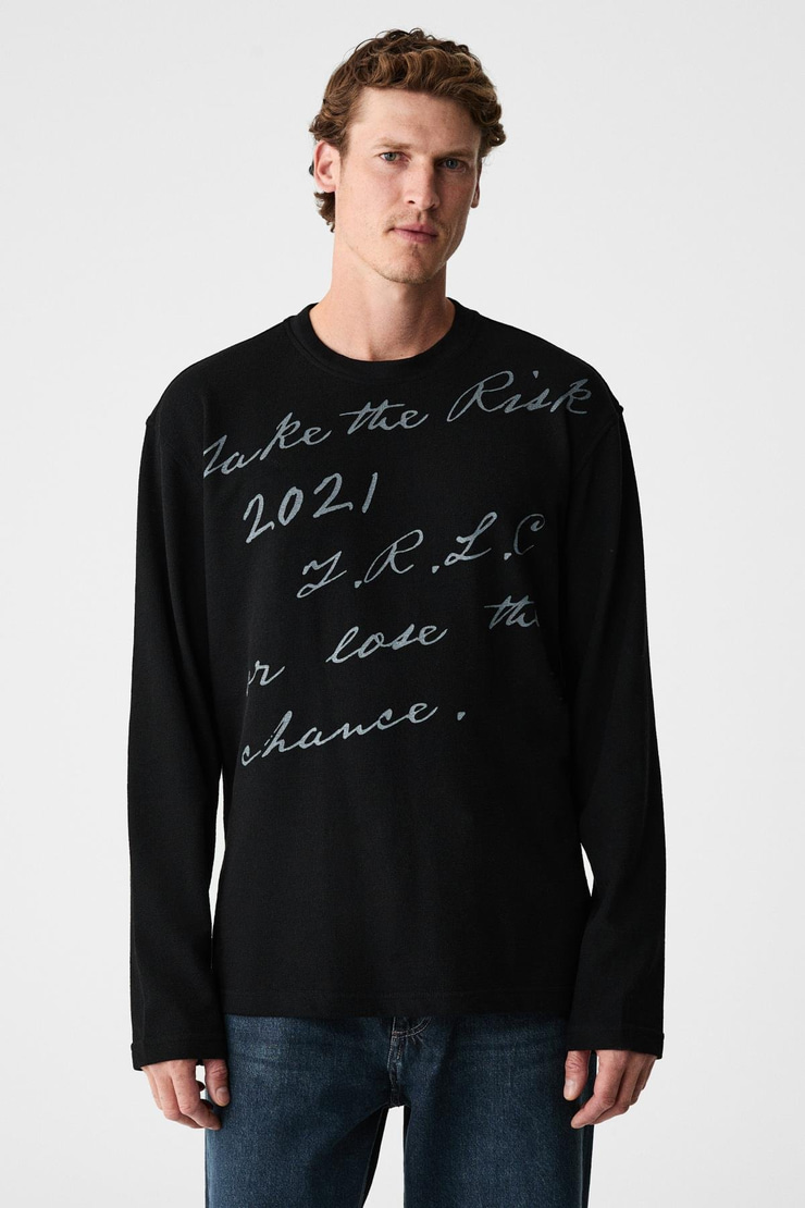 SCRIPTLET Erkek %100 Organik Pamuklu Baskılı Bisiklet Yakalı Oversize Siyah T-Shirt