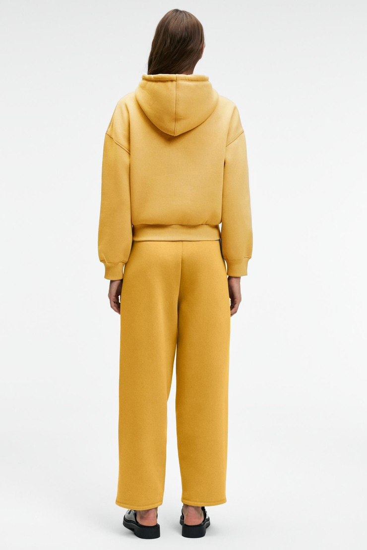 SELENE Kadın Kapüşonlu Kangru Cepli Regular Fit Sarı Sweatshirt