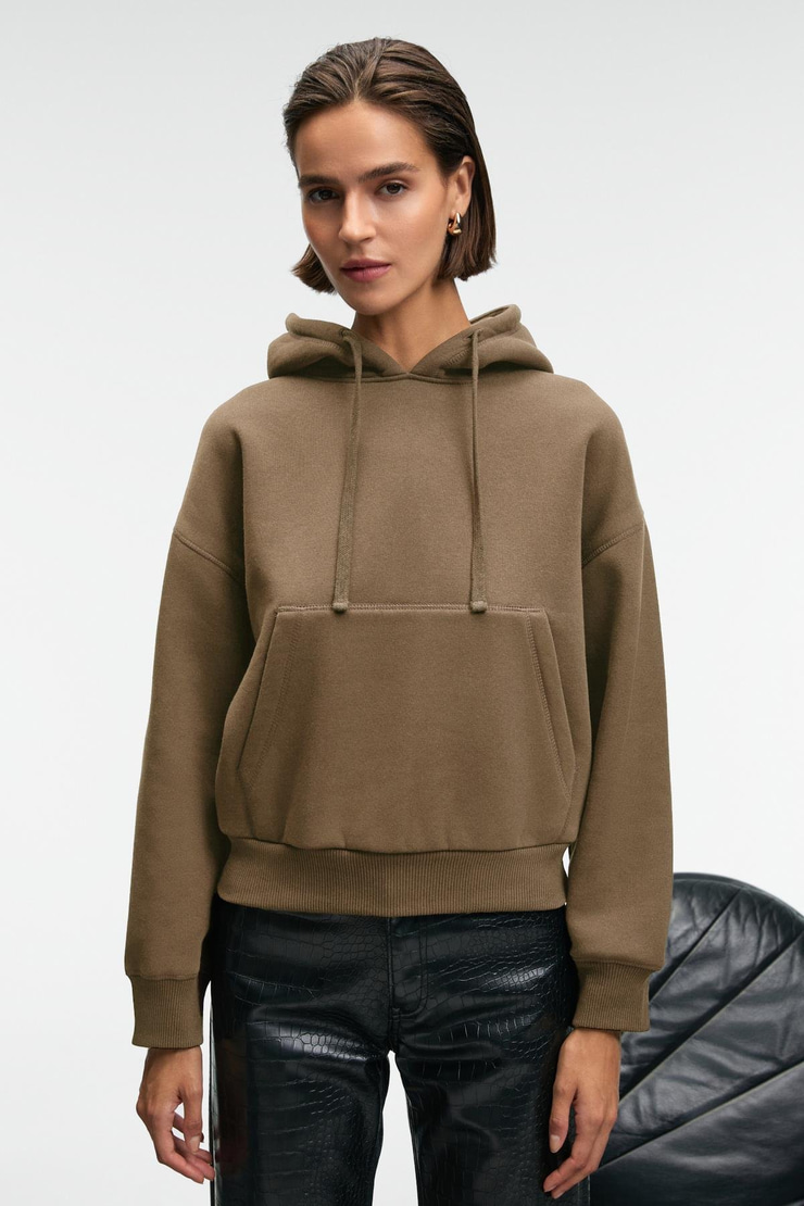 SELENE Kadın Kapüşonlu Kangru Cepli Regular Fit Vizon Sweatshirt