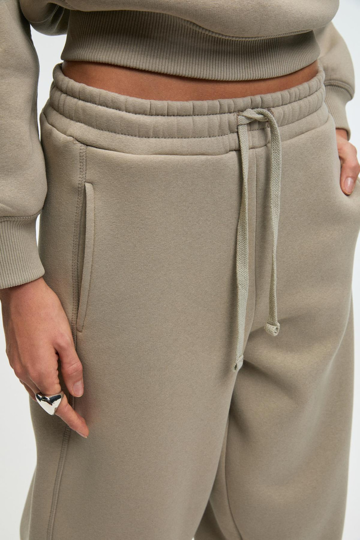 SELORIN Kadın Baggy Çift Cepli Taş Rengi Eşofman Altı