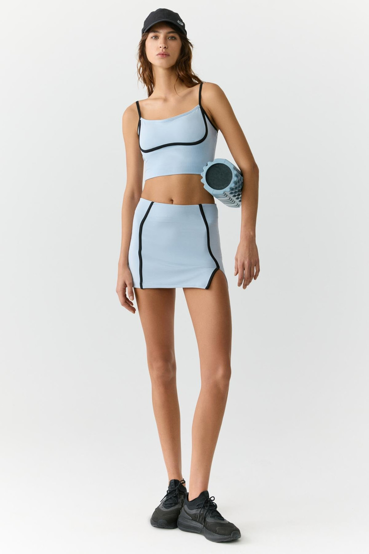 SHAVONTE Kadın Askılı Gogusaltı Biye Detaylı Açık Mavi Büstiyer