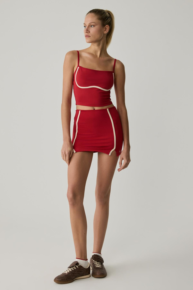 SHAVONTE Kadın Askılı Gogusaltı Biye Detaylı Kırmızı Büstiyer