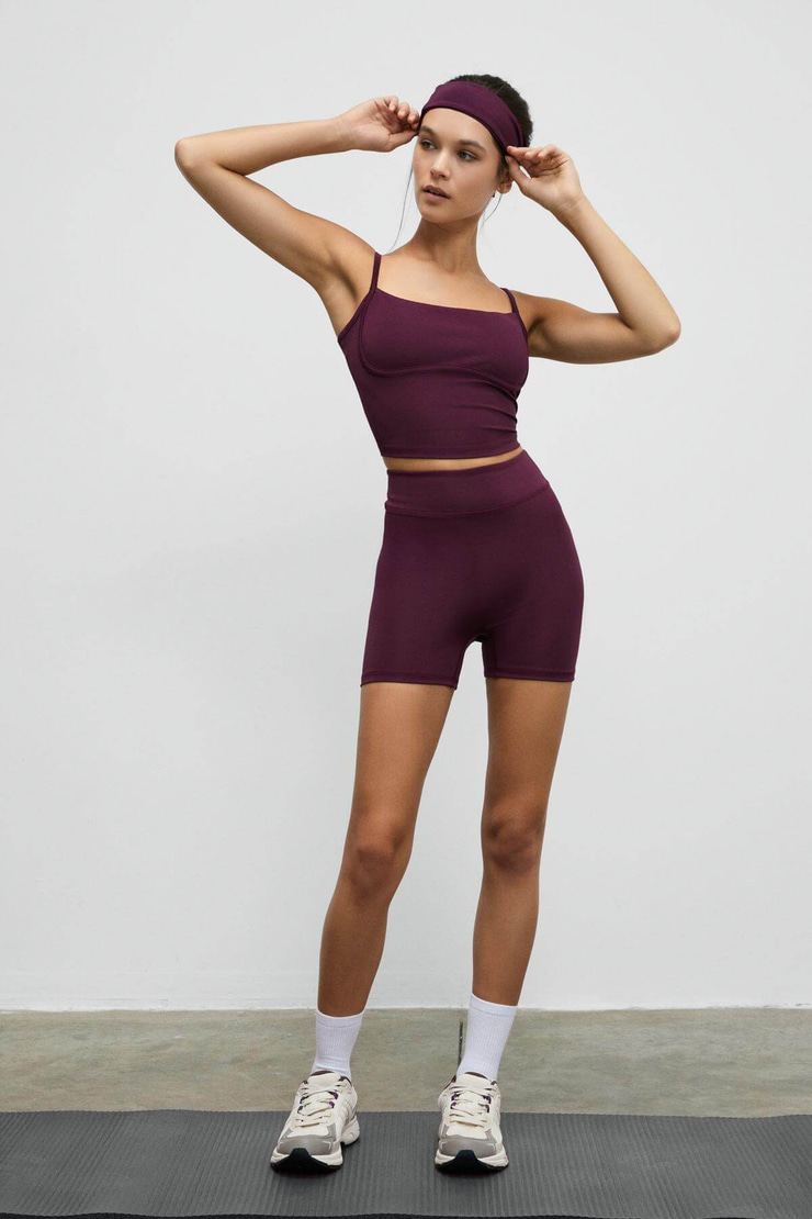 SHAVONTE Kadın Esnek Ve Yumuşak Dokulu Göğüs Altı Biyeli Pedli Bordo Büstiyer