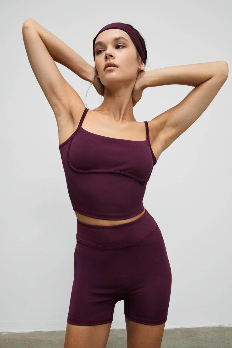 SHAVONTE Kadın Esnek Ve Yumuşak Dokulu Göğüs Altı Biyeli Pedli Bordo Büstiyer