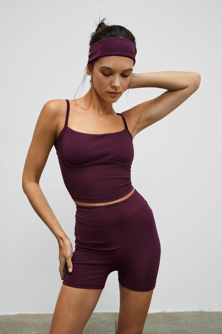 SHAVONTE Kadın Esnek Ve Yumuşak Dokulu Göğüs Altı Biyeli Pedli Bordo Büstiyer