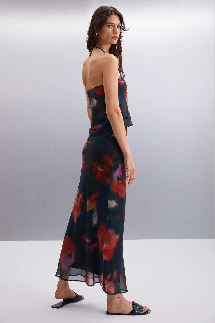 SIBEAL Basic Slim Desenli Tekli Bluz