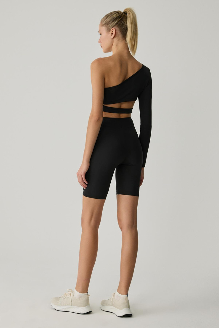 SILVANNA Kadın Midi Dar Paça Sportswear Bisikletçi Siyah Tayt