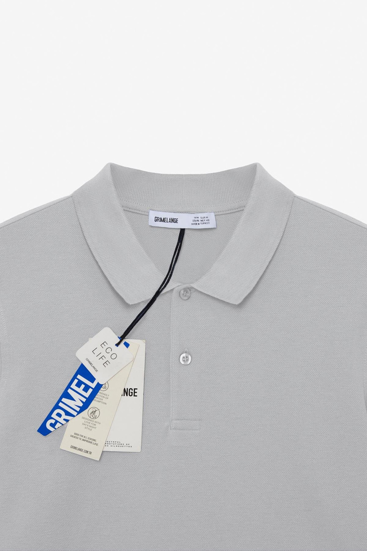 SKYLOOM Erkek %100 Pamuk Kısa Kollu Regular Fit Gri Polo Yaka T-shirt