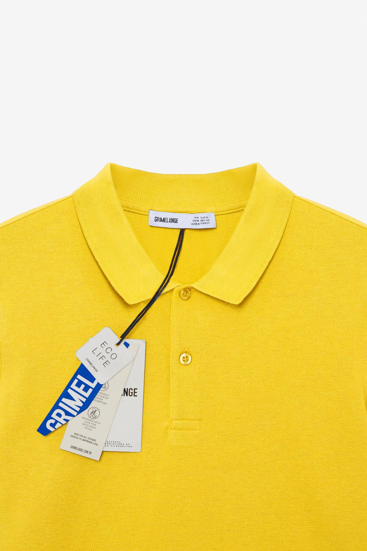 SKYLOOM Erkek %100 Pamuk Kısa Kollu Regular Fit Sarı Polo Yaka T-shirt