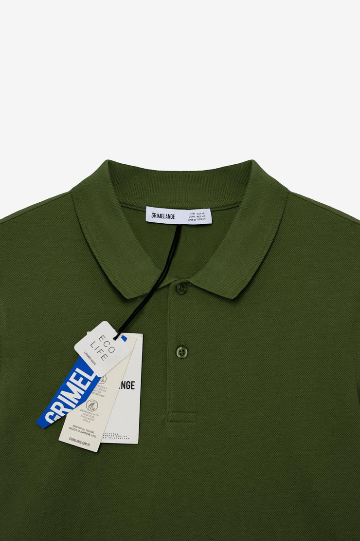 SKYLOOM Erkek %100 Pamuk Kısa Kollu Regular Fit Haki Polo Yaka T-shirt