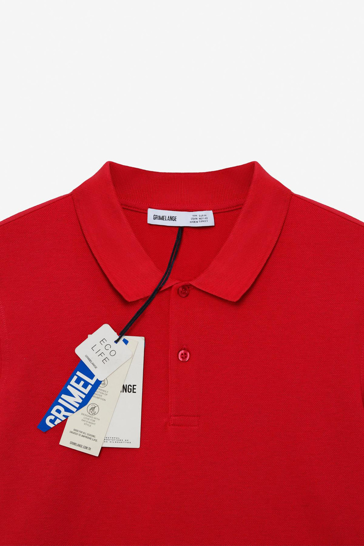 SKYLOOM Erkek %100 Pamuk Kısa Kollu Regular Fit Kırmızı Polo Yaka T-shirt