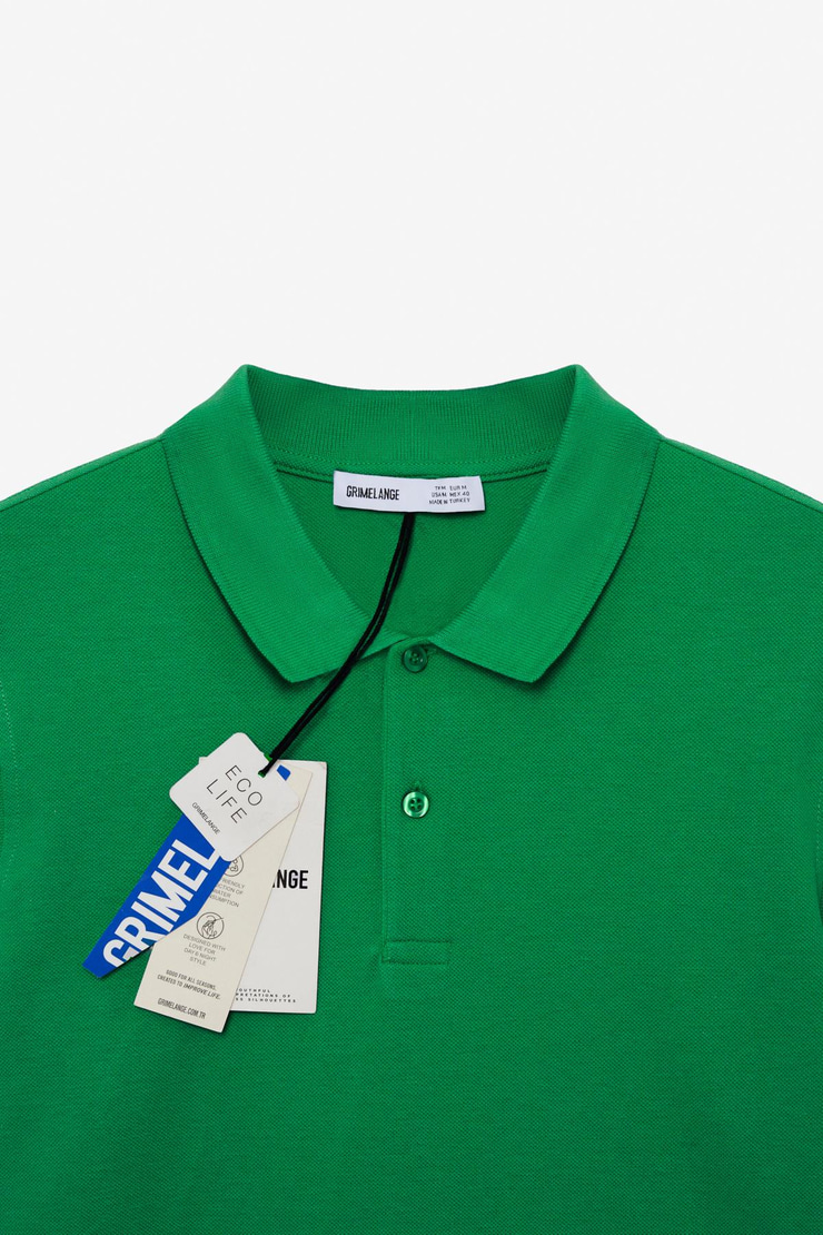 SKYLOOM Erkek %100 Pamuk Kısa Kollu Regular Fit Yeşil Polo Yaka T-shirt