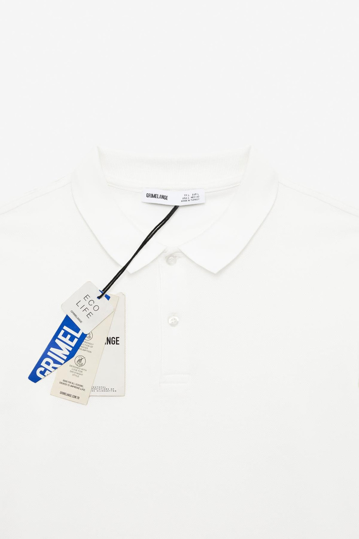 SKYLOOM Erkek %100 Pamuk Kısa Kollu Regular Fit Beyaz Polo Yaka T-shirt