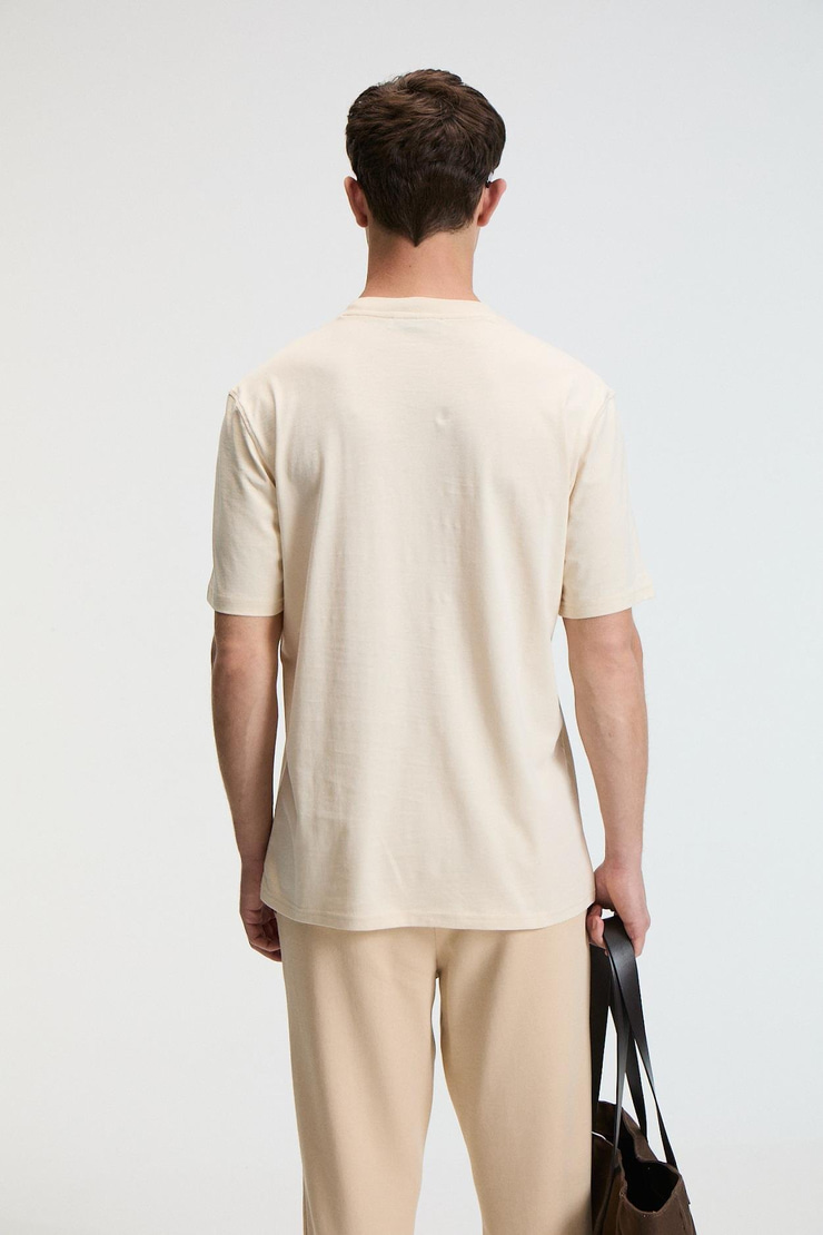 SWEET Erkek %100 Pamuk Oversize Fit Baskılı Kısa Kollu Yuvarlak Yakalı Vanilya T-Shirt