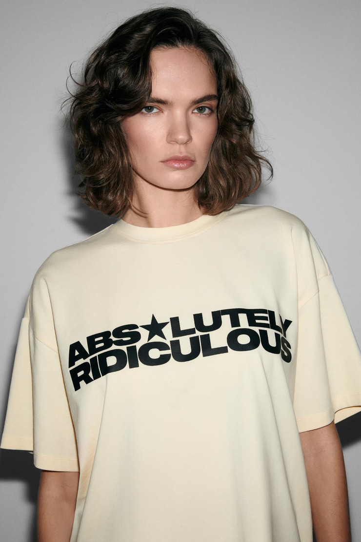 TAMBEZA Kadın %100 Pamuk Yumuşak Kumaşlı Baskı Detaylı Sarı T-Shirt