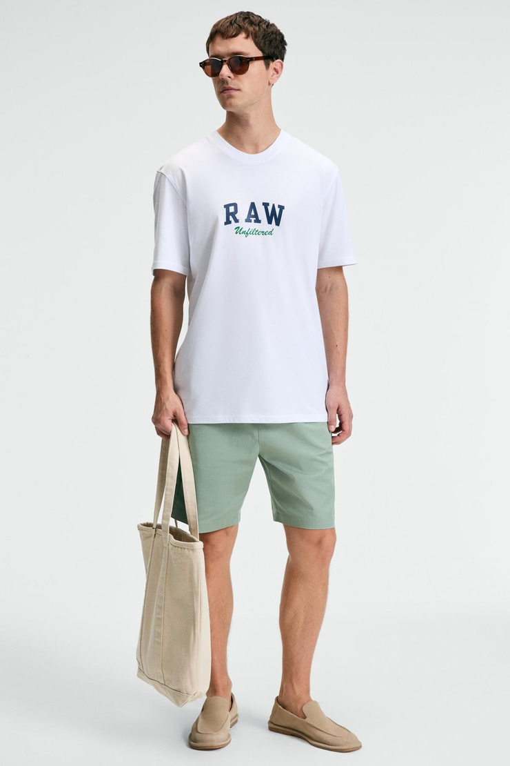 TASTY Erkek %100 Pamuk Oversize Fit Baskılı Kısa Kollu Yuvarlak Yakalı Beyaz T-Shirt