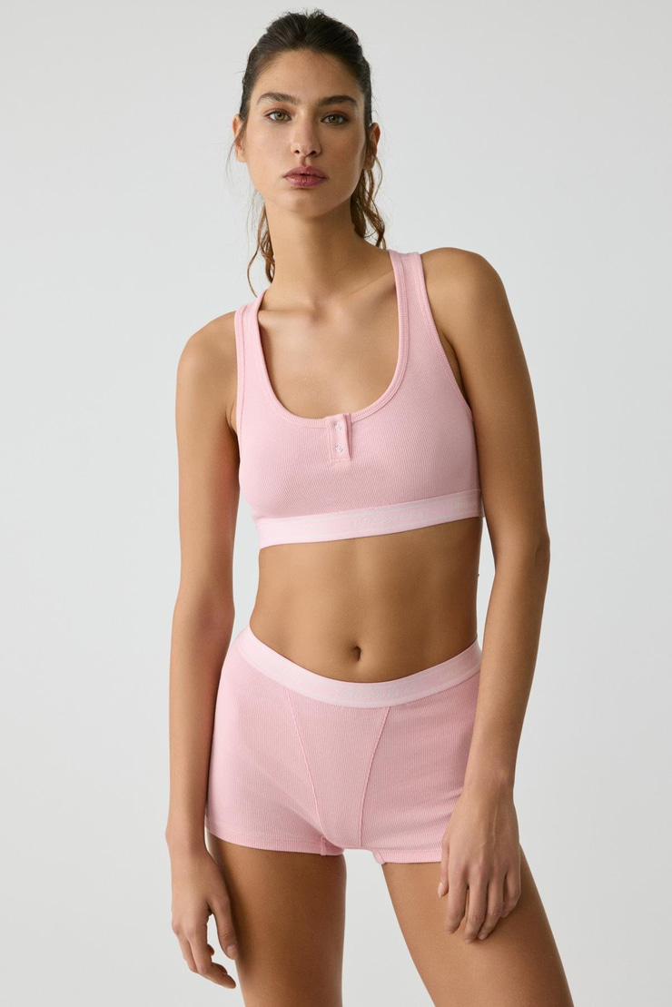 TEODORA Kadın Şeker Pembe-Ekru Boxer Şort