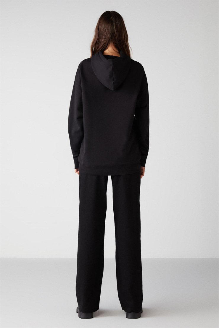 TERESIA Örme Relaxed Siyah  Sweatshirt