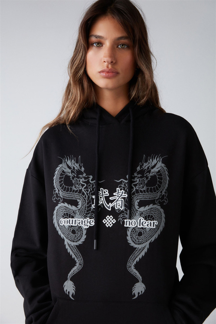 TERESIA Örme Relaxed Siyah  Sweatshirt