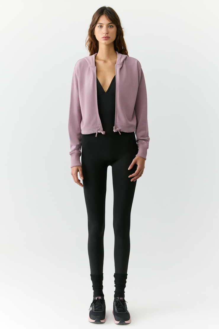 TIANNA Kadın Kapüşonlu Uzun Kollu Fermuarlı Relaxed Gül Kurusu Sweatshirt