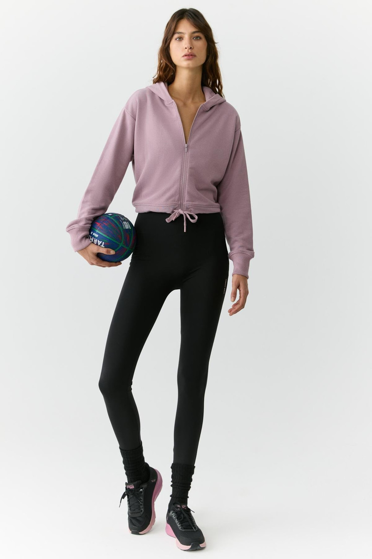 TIANNA Kadın Kapüşonlu Uzun Kollu Fermuarlı Relaxed Gül Kurusu Sweatshirt