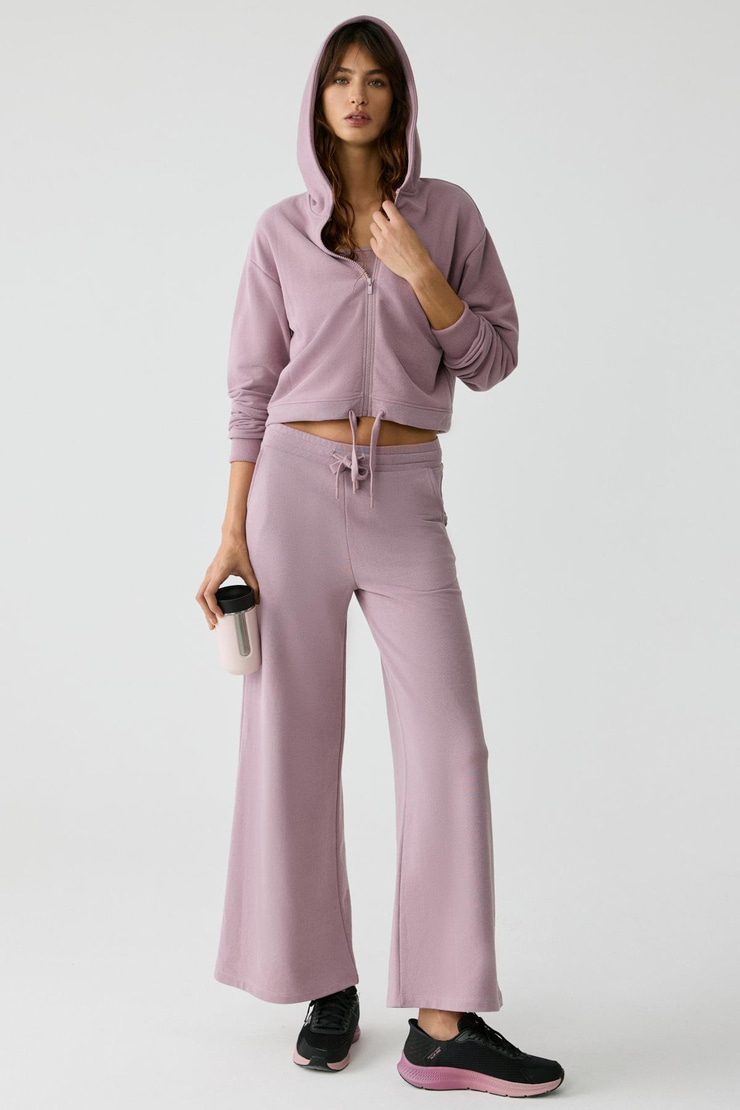 TIJANA Kadın Beli Lastikli Geniş Paça Relaxed Gül Kurusu Eşofman Altı