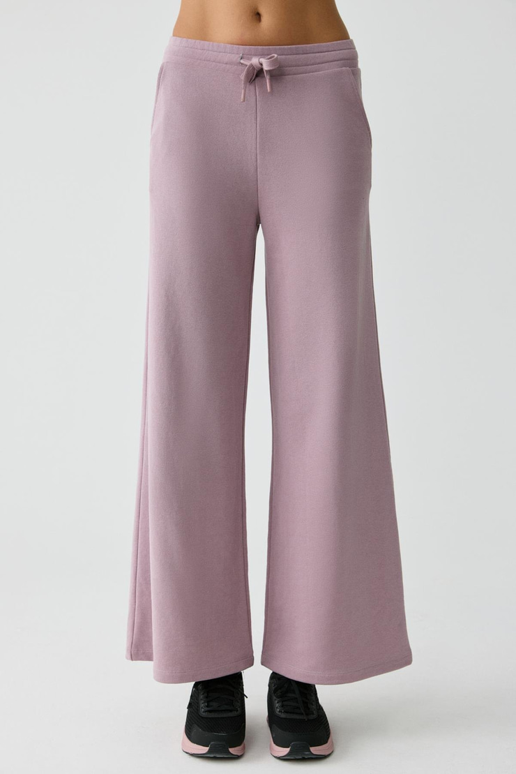 TIJANA Kadın Beli Lastikli Geniş Paça Relaxed Gül Kurusu Eşofman Altı