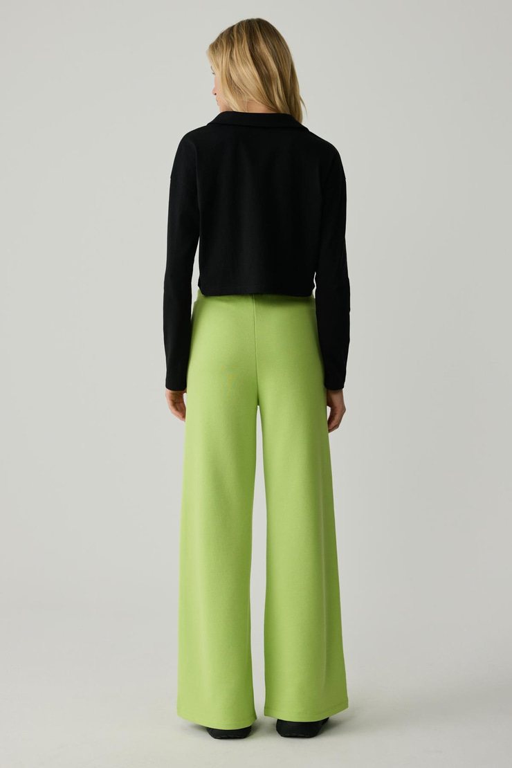 TIJANA Kadın Beli Lastikli Geniş Paça Relaxed Fıstık Yeşili Eşofman Altı