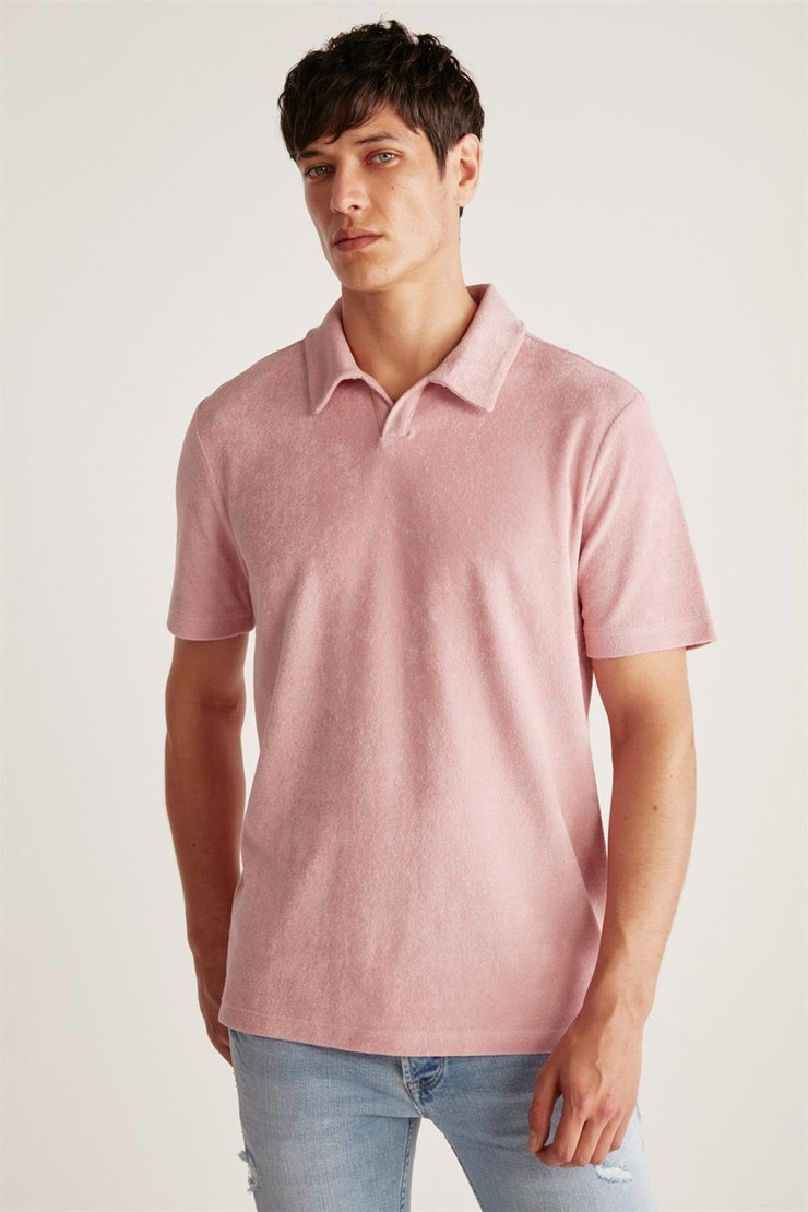 TODD Örme Relaxed Pembe  Polo Yaka T-shirt