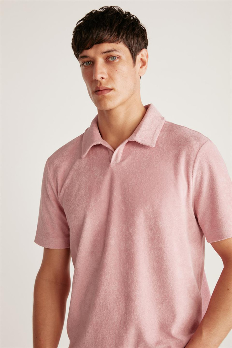 TODD Örme Relaxed Pembe  Polo Yaka T-shirt