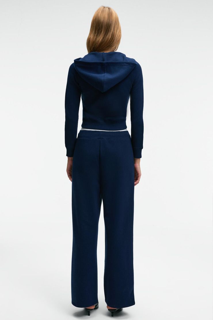 TOVELLE Kadın Beli Ekstra Lastikli Çift Cepli Geniş Paçalı Lacivert Eşofman Altı