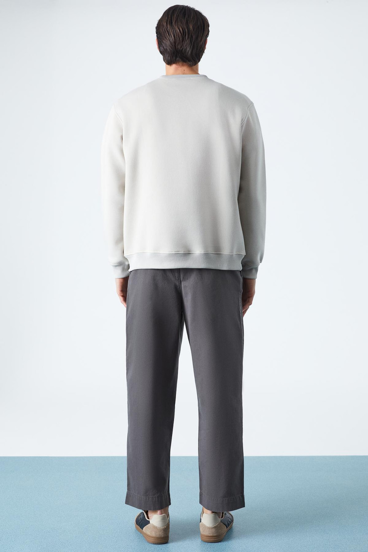 TRAVIS Erkek Organik Kumaşlı Yumuşacık Regular Fit Yuvarlak Yakalı Ekru Sweatshirt