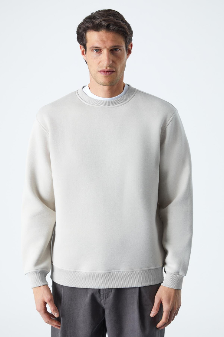 TRAVIS Erkek Organik Kumaşlı Yumuşacık Regular Fit Yuvarlak Yakalı Ekru Sweatshirt