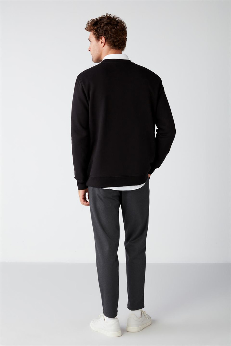 TRAVIS Örme Regular Siyah  Sweatshirt