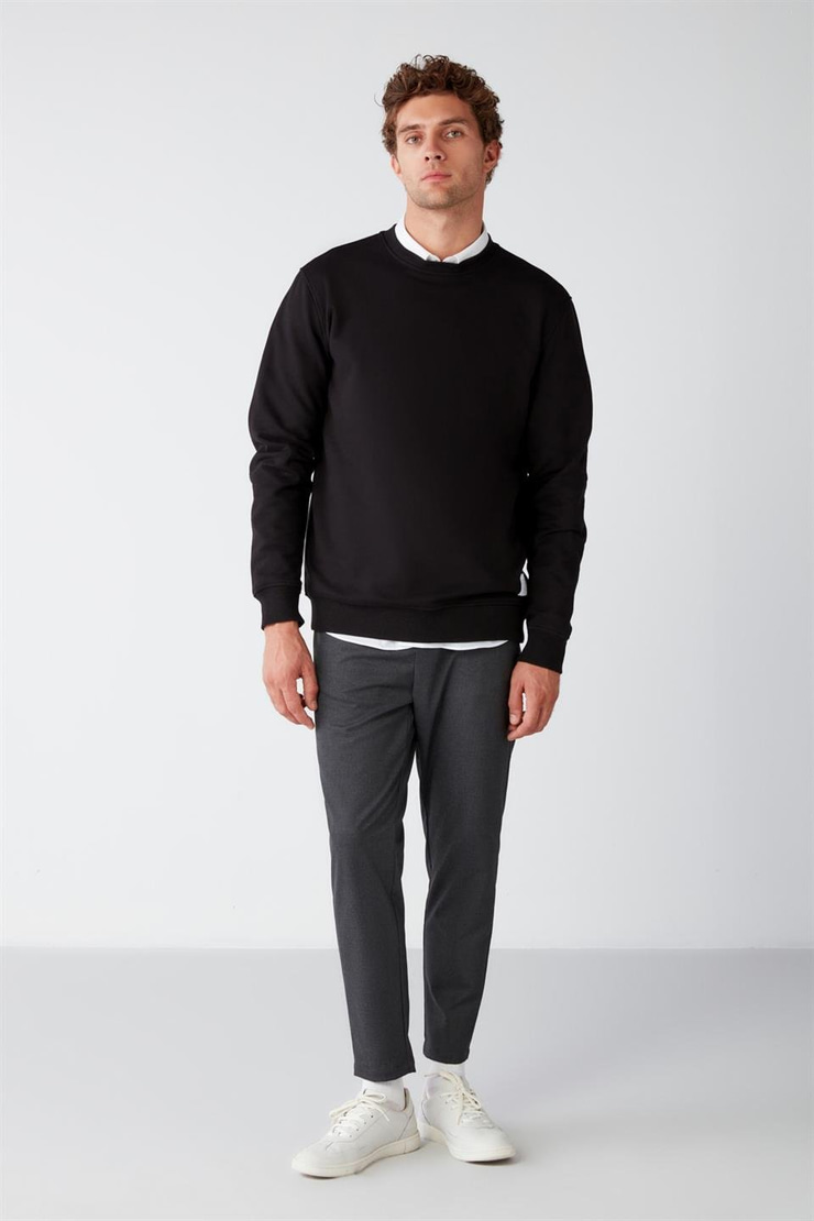 TRAVIS Örme Regular Siyah  Sweatshirt