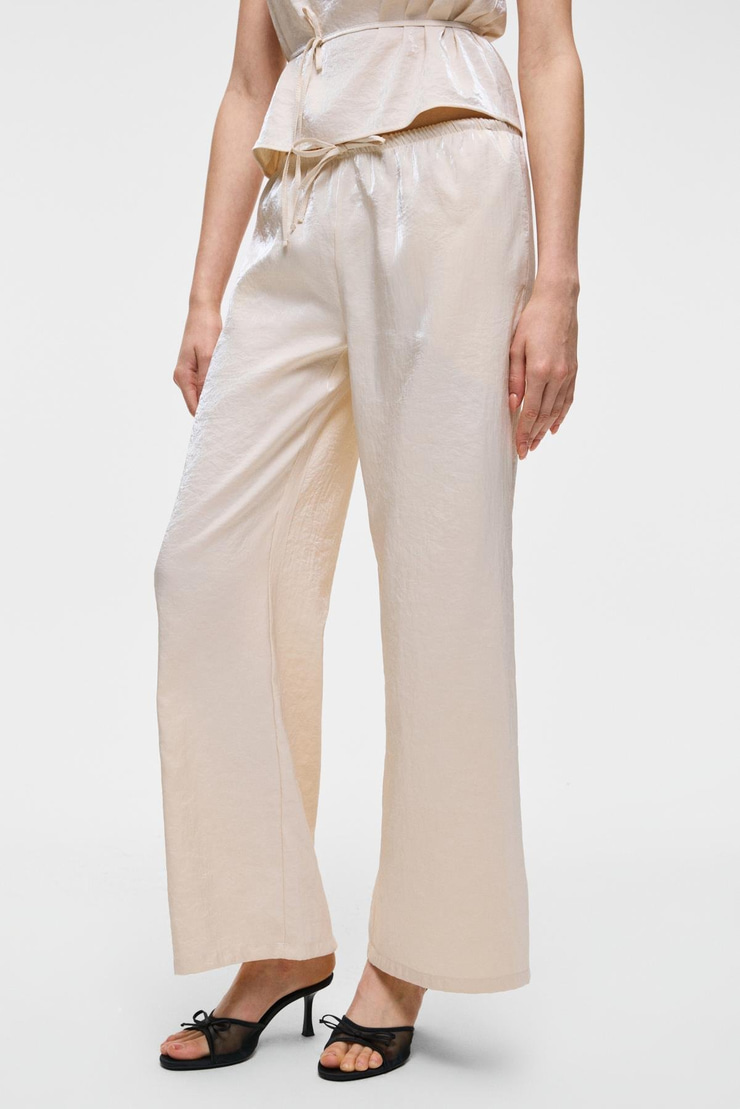 UBANITY Kadın Regular Fit Dokuma Beyaz Pantolon