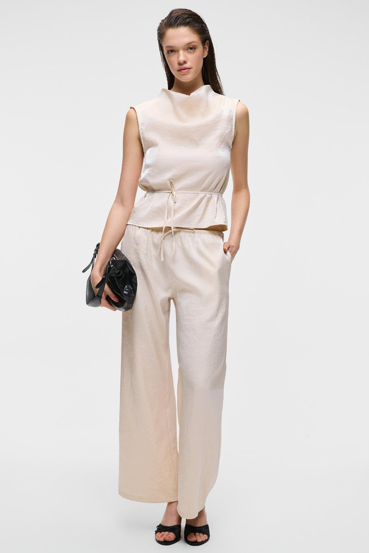 UBANITY Kadın Regular Fit Dokuma Beyaz Pantolon