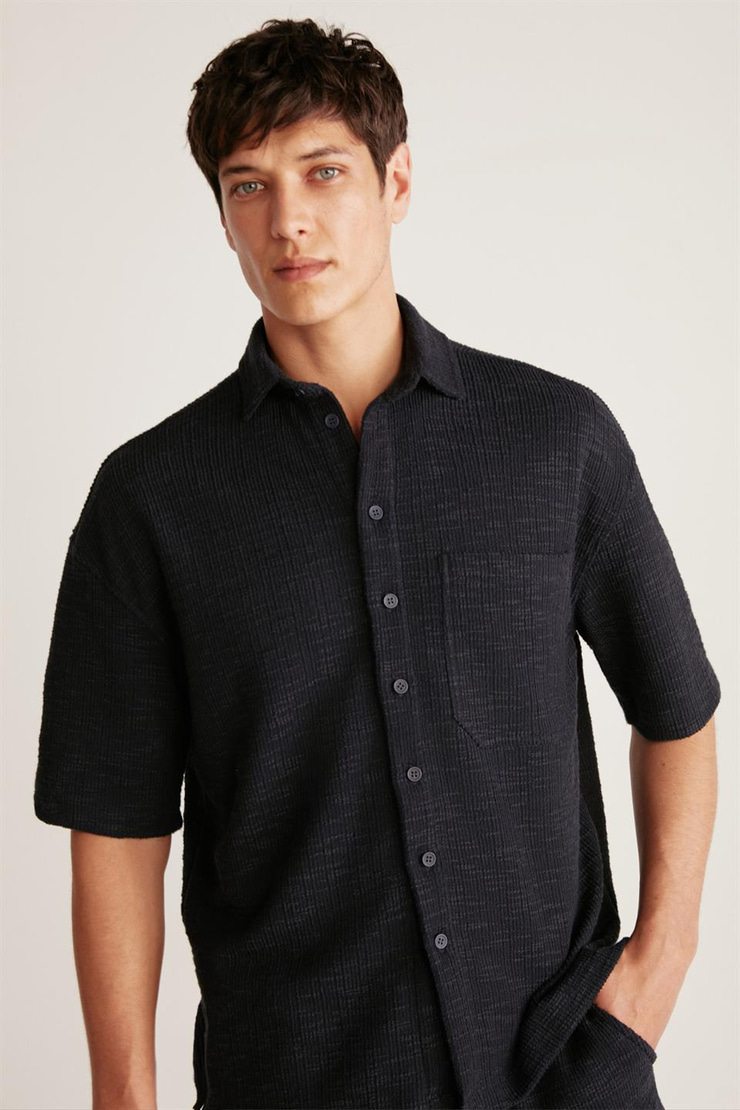 UMBERTO Örme Regular Lacivert  Gömlek