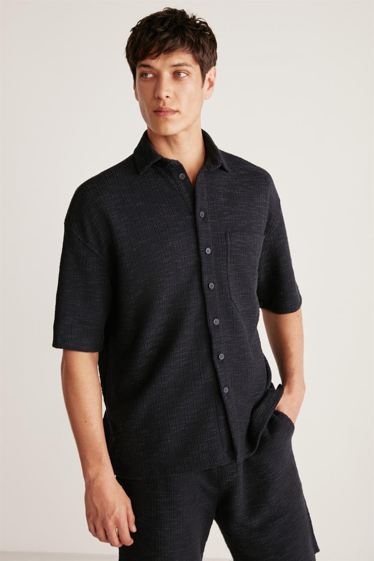 UMBERTO Örme Regular Lacivert  Gömlek