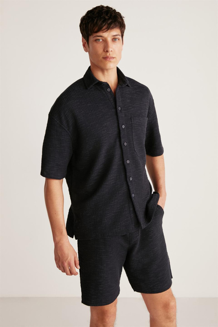 UMBERTO Örme Regular Lacivert  Gömlek