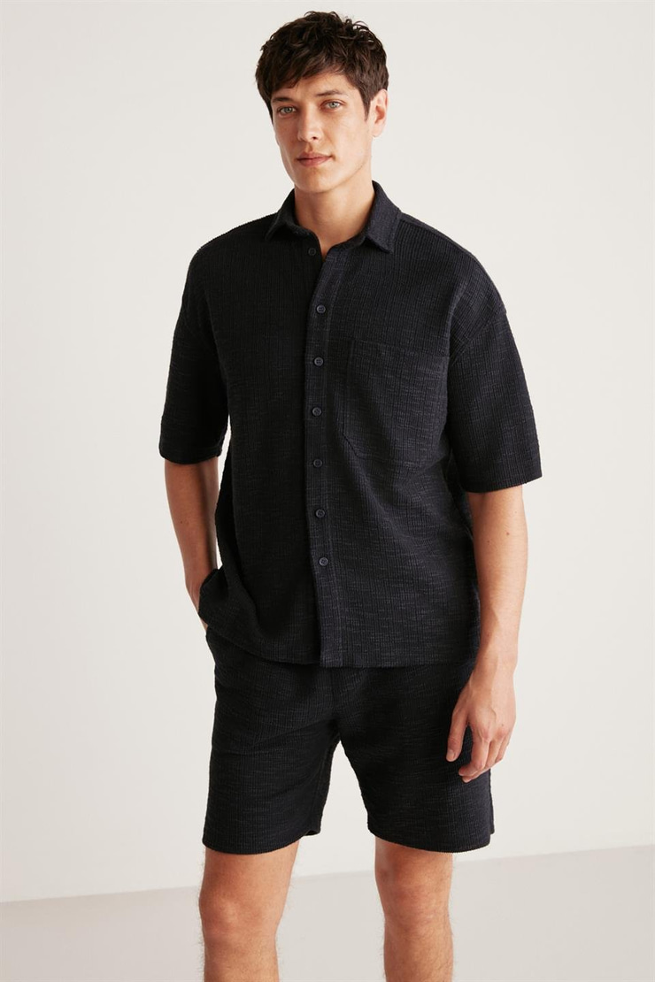 UMBERTO Örme Regular Lacivert  Gömlek