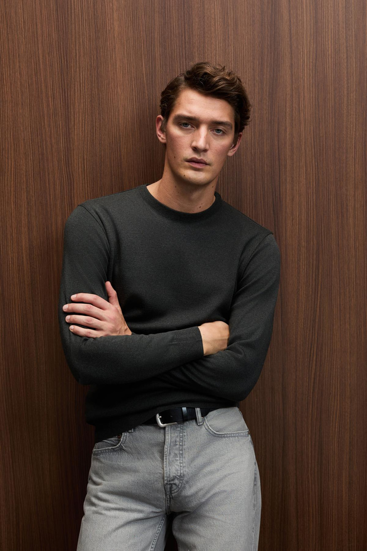 VAREX Erkek Yuvarlak Yaka Basic Regular Fit Triko Antrasit Kazak