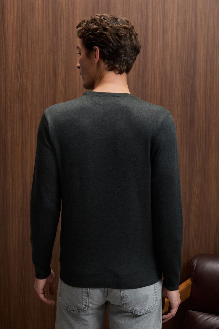 VAREX Erkek Yuvarlak Yaka Basic Regular Fit Triko Antrasit Kazak