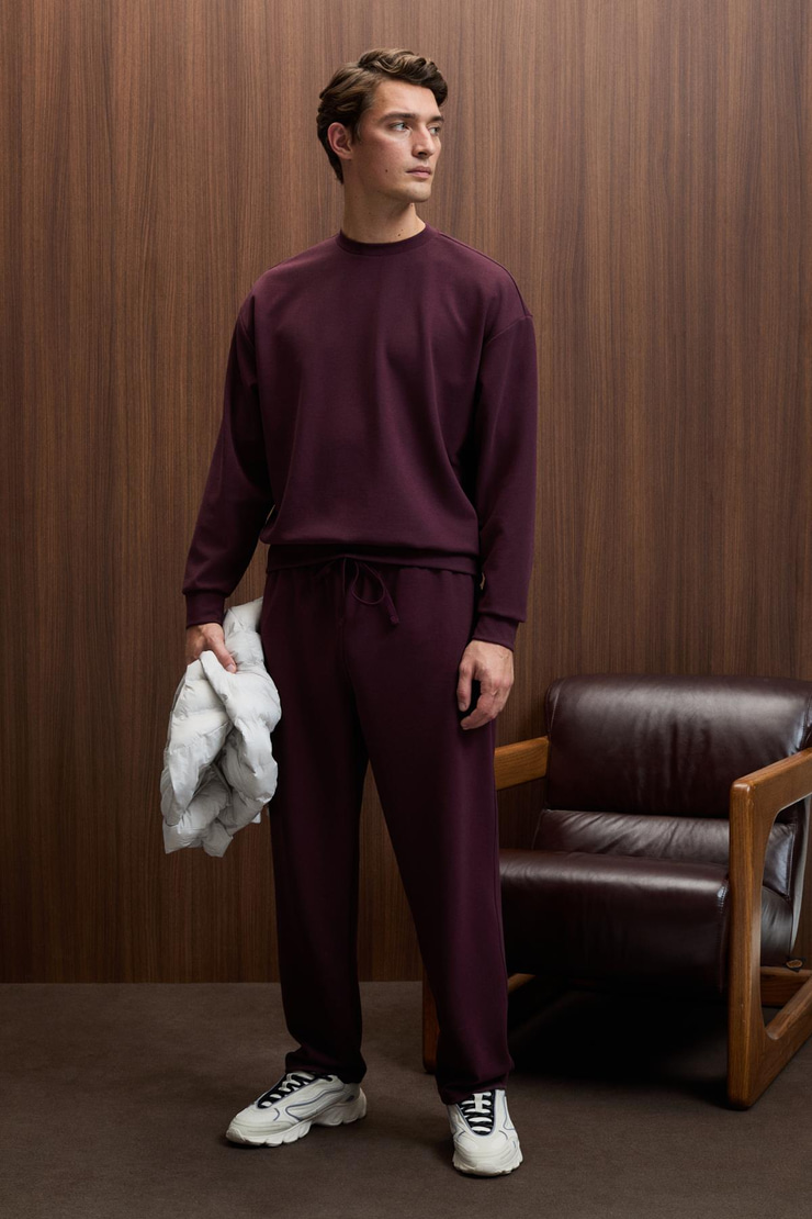 VIENTO Erkek Bisiklet Yaka Uzun Kollu Regular Fit Bordo Sweatshirt