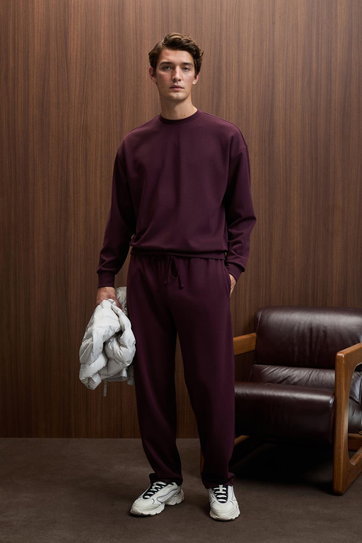 VIENTO Erkek Bisiklet Yaka Uzun Kollu Regular Fit Bordo Sweatshirt