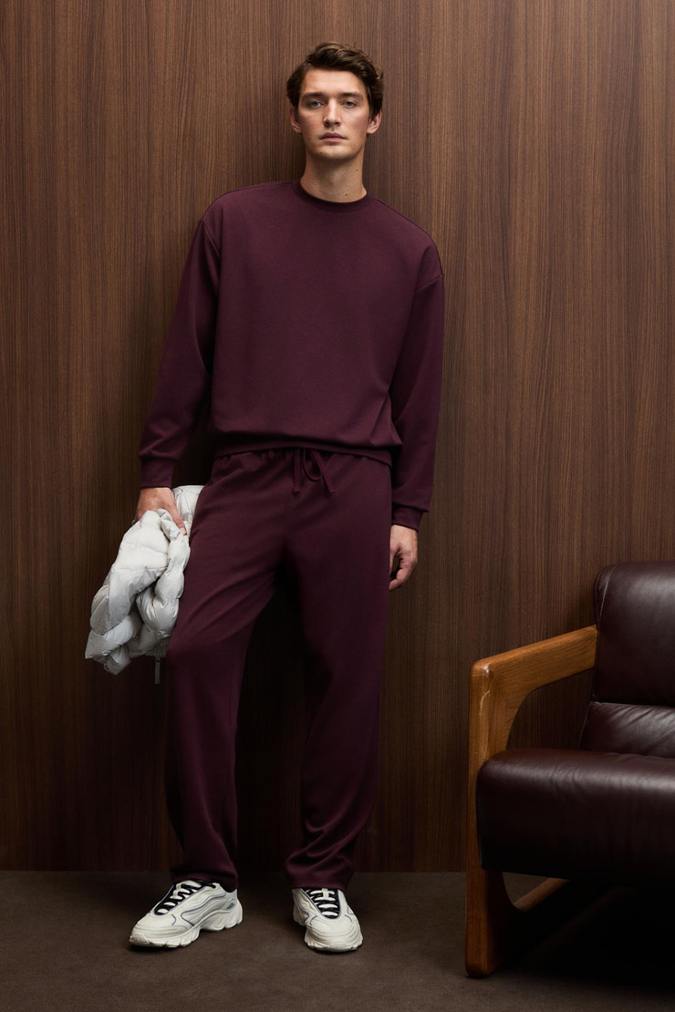 VIENTO Erkek Bisiklet Yaka Uzun Kollu Regular Fit Bordo Sweatshirt