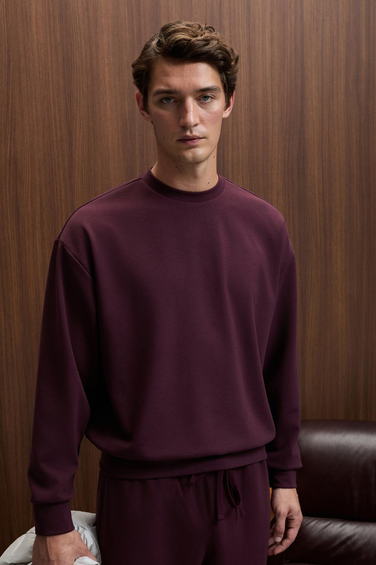 VIENTO Erkek Bisiklet Yaka Uzun Kollu Regular Fit Bordo Sweatshirt