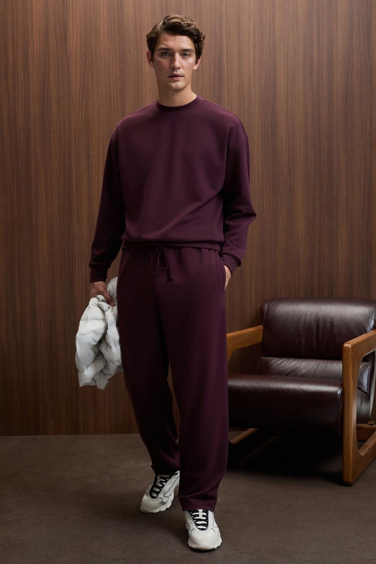 VIENTO Erkek Bisiklet Yaka Uzun Kollu Regular Fit Bordo Sweatshirt