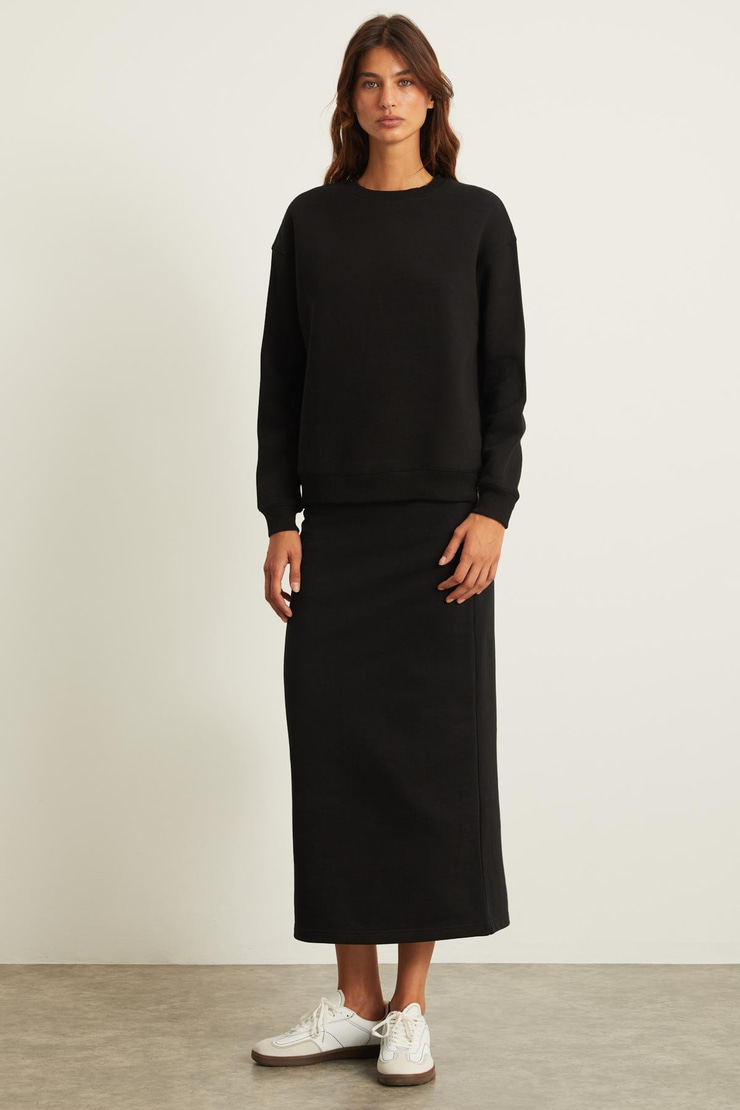 VILI Relaxed Oversize Siyah Tekli Sweatshirt