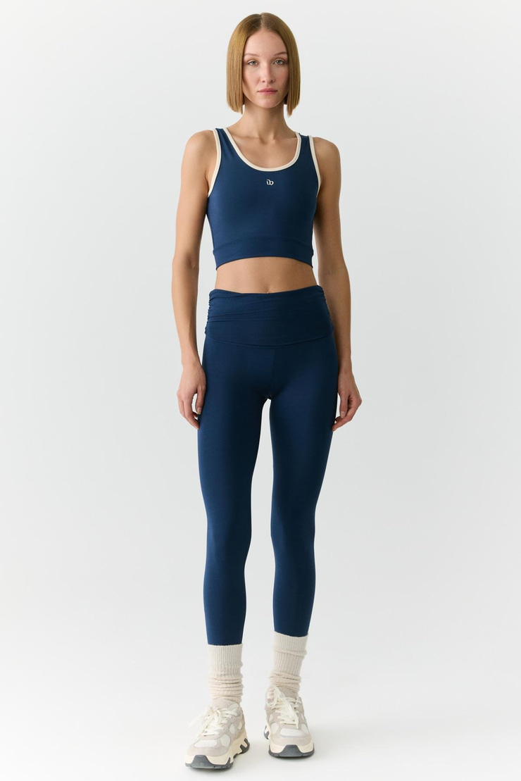 YANELİS Urban Beat Kadın Biyeli Sportswear Crop Lacivert Atlet
